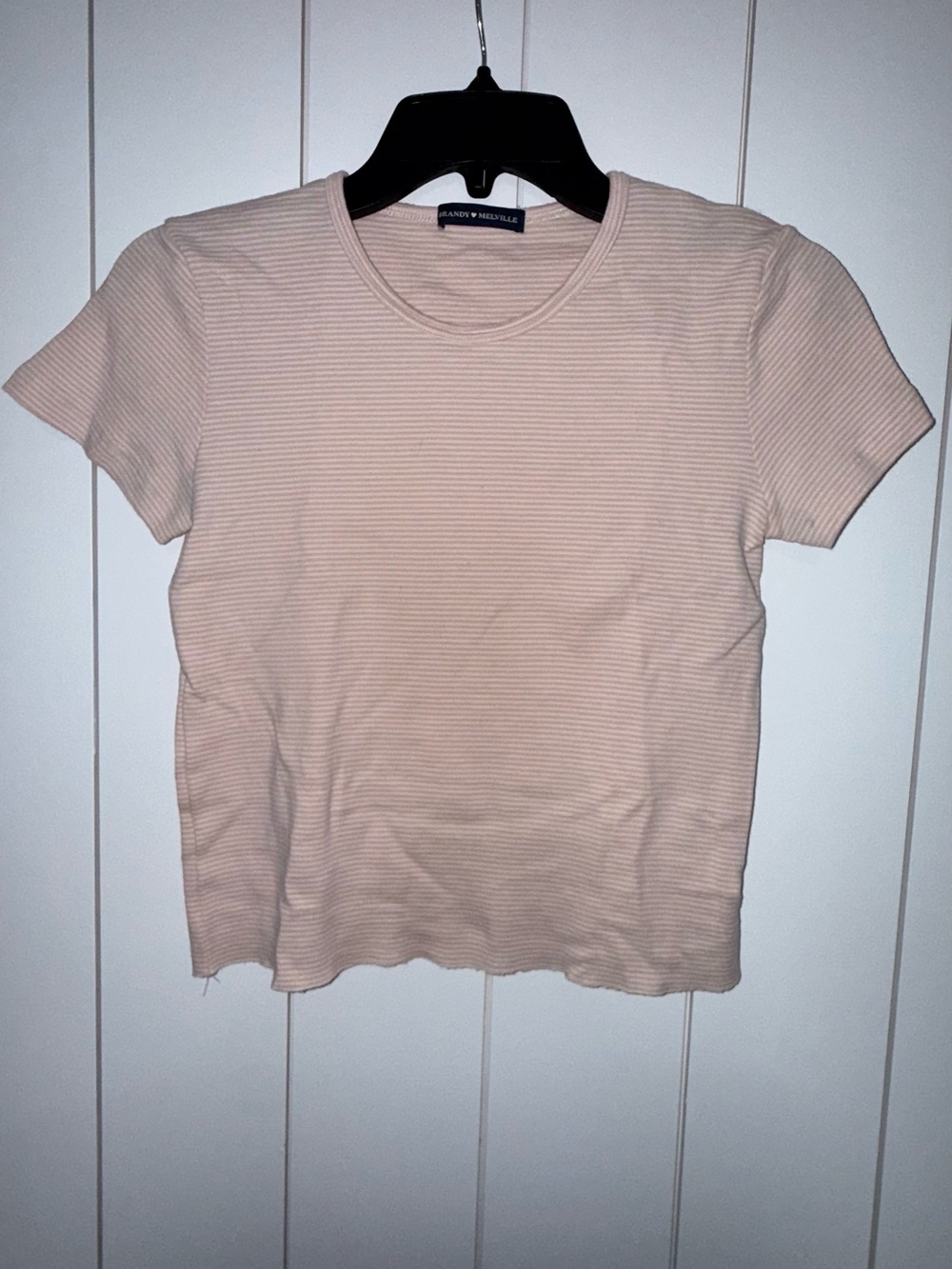 Brandy Melville Light Pink Ribbed Short Sleeve Tee